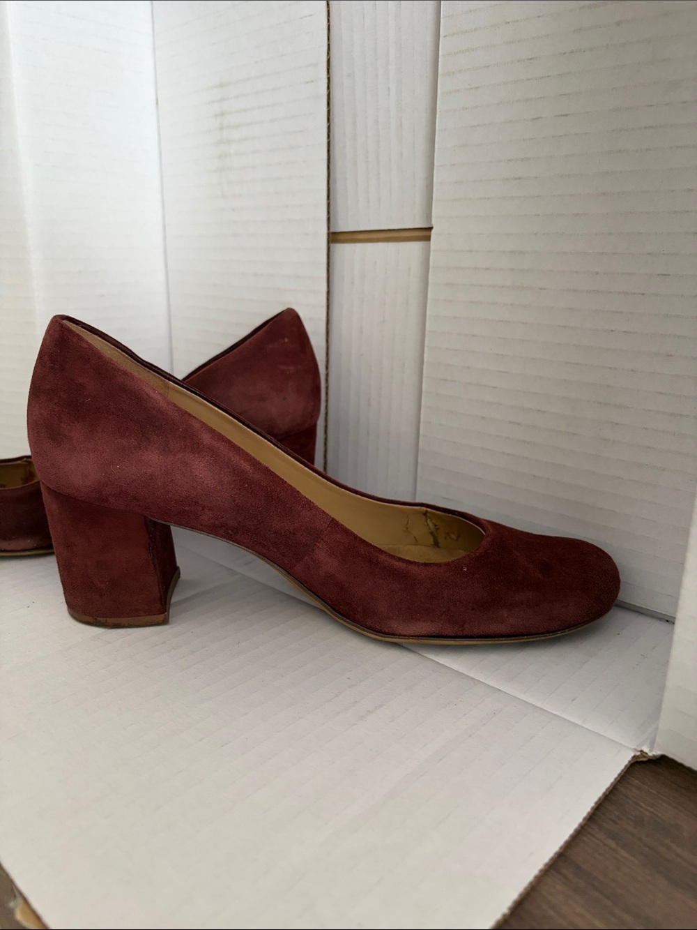 Naturalizer Burgundy Suede Block Heel Pumps